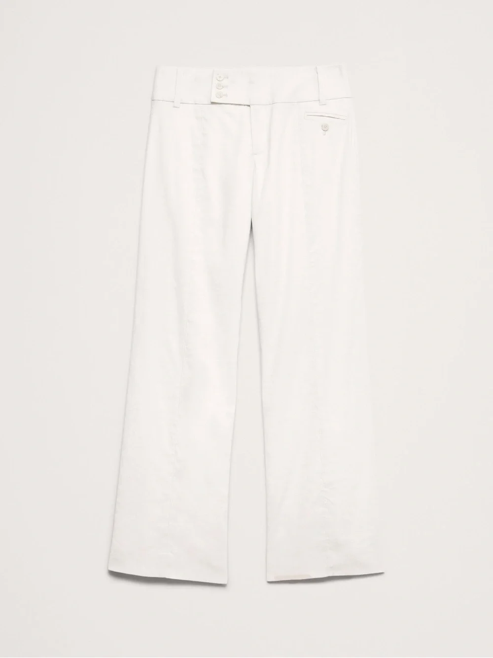 Banana Republic Low-Rise Wide-Leg Stretch Linen Viscose Pant Size 8 Cream White